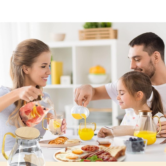 DUJUST Black Smoked Diamond Glass Water Tea Pitcher carafe with Lid 68 oz - Picture 7 of 16